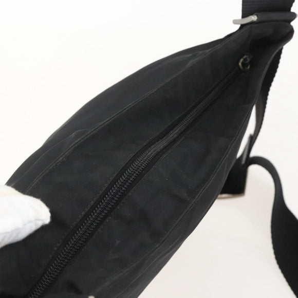 PRADA Shoulder Bag Nylon Black Silver Auth 160278