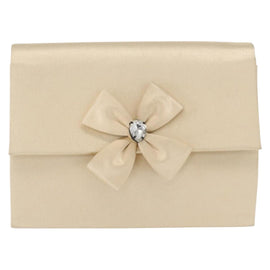 SAINT LAURENT Clutch Bag Satin Beige Auth 160279 - 0