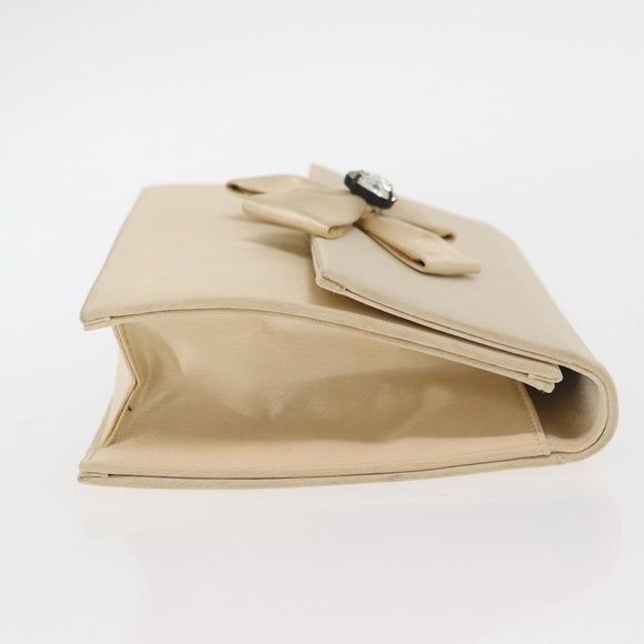 SAINT LAURENT Clutch Bag Satin Beige Auth 160279