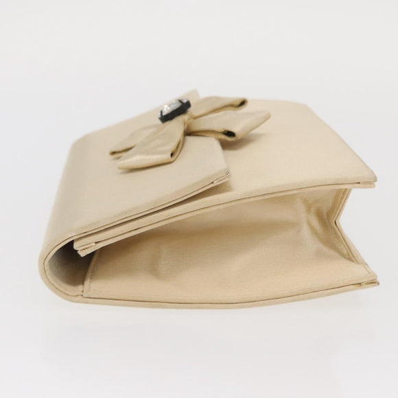 SAINT LAURENT Clutch Bag Satin Beige Auth 160279