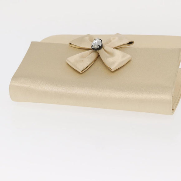 SAINT LAURENT Clutch Bag Satin Beige Auth 160279