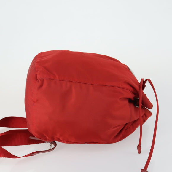 PRADA Backpack Nylon Red Silver Auth 160280