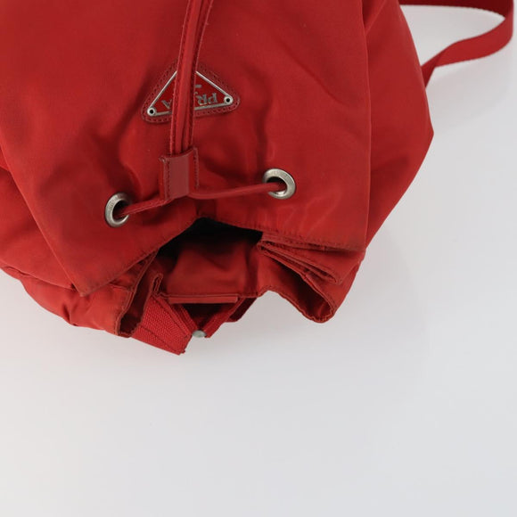 PRADA Backpack Nylon Red Silver Auth 160280
