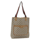 GUCCI GG Supreme Web Sherry Line Tote Bag PVC Beige 40 02 003 Auth 160283-1