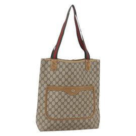 GUCCI GG Supreme Web Sherry Line Tote Bag PVC Beige 40 02 003 Auth 160283