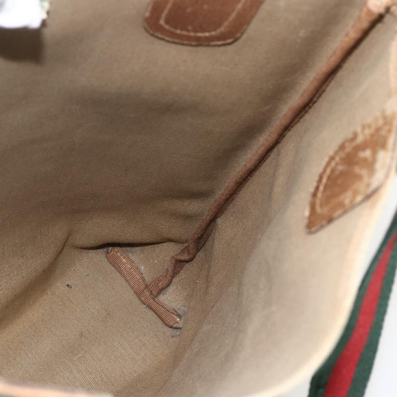 GUCCI GG Supreme Web Sherry Line Tote Bag PVC Beige 40 02 003 Auth 160283