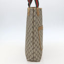 GUCCI GG Supreme Web Sherry Line Tote Bag PVC Beige 40 02 003 Auth 160283-3