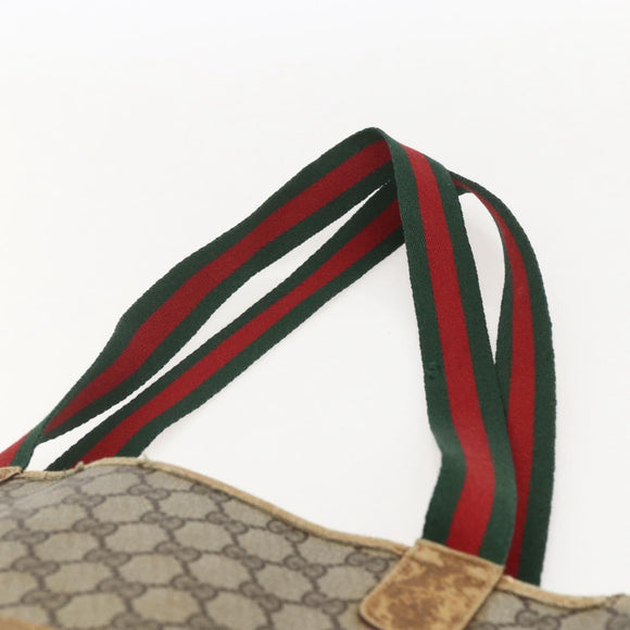 GUCCI GG Supreme Web Sherry Line Tote Bag PVC Beige 40 02 003 Auth 160283