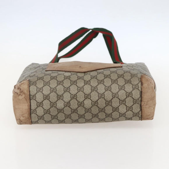 GUCCI GG Supreme Web Sherry Line Tote Bag PVC Beige 002 904 0222 Auth 160284