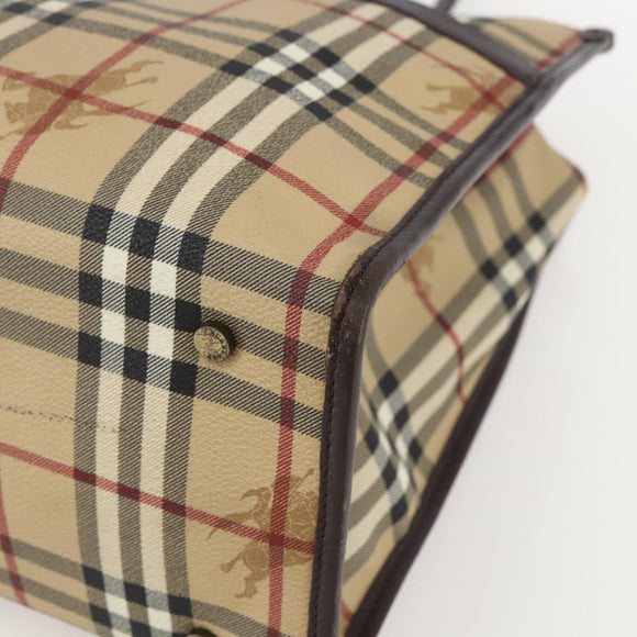 BURBERRY Nova Check Tote Bag PVC Beige Auth 160285