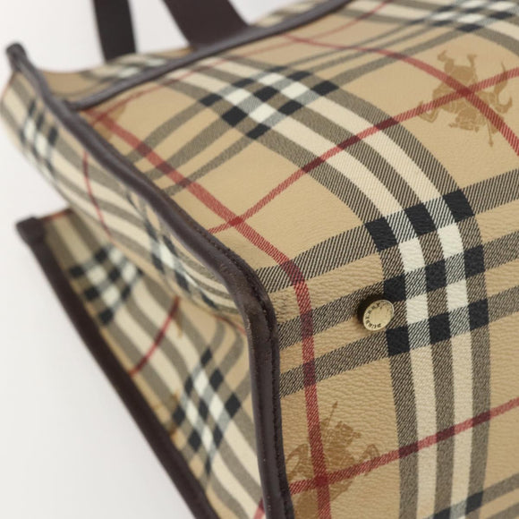 BURBERRY Nova Check Tote Bag PVC Beige Auth 160285