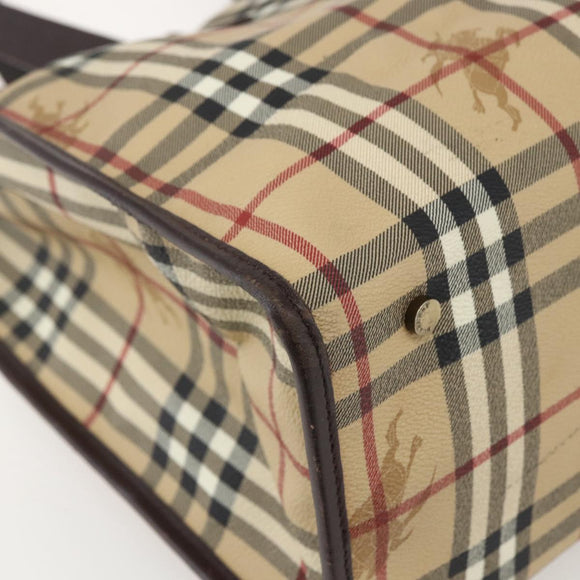 BURBERRY Nova Check Tote Bag PVC Beige Auth 160285