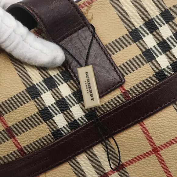 BURBERRY Nova Check Tote Bag PVC Beige Auth 160285