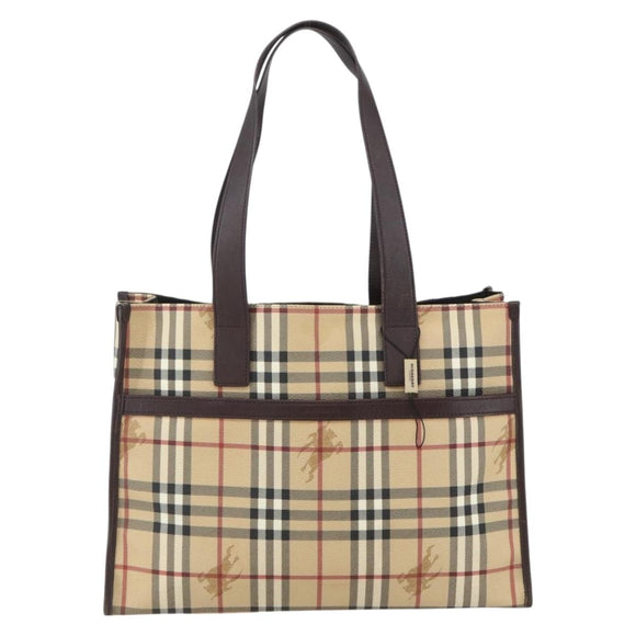BURBERRY Nova Check Tote Bag PVC Beige Auth 160285