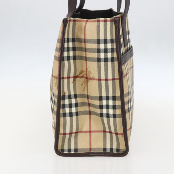 BURBERRY Nova Check Tote Bag PVC Beige Auth 160285