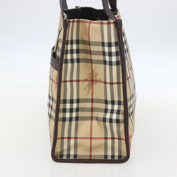 BURBERRY Nova Check Tote Bag PVC Beige Auth 160285