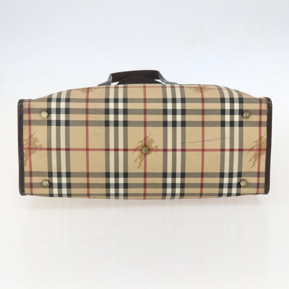 BURBERRY Nova Check Tote Bag PVC Beige Auth 160285