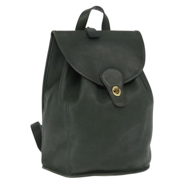 Coach Backpack Leather Green Gold Auth 160288