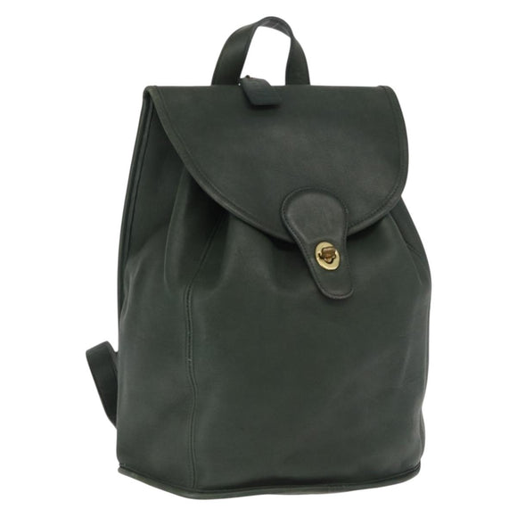 Coach Backpack Leather Green Gold Auth 160288