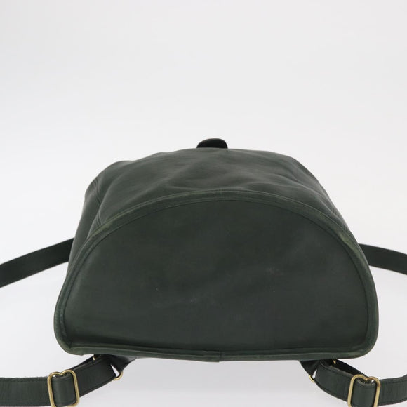 Coach Backpack Leather Green Gold Auth 160288