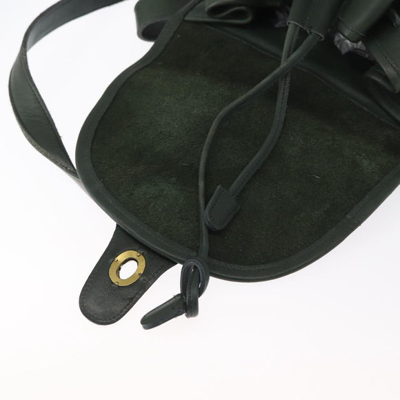 Coach Backpack Leather Green Gold Auth 160288