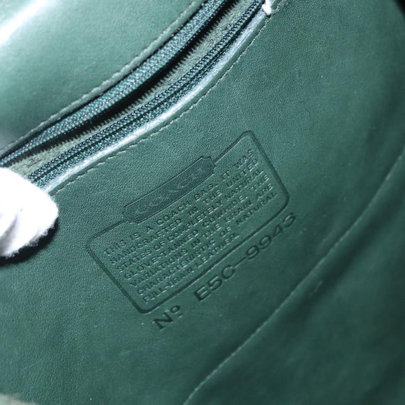 Coach Backpack Leather Green Gold Auth 160288