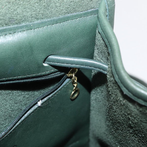 Coach Backpack Leather Green Gold Auth 160288