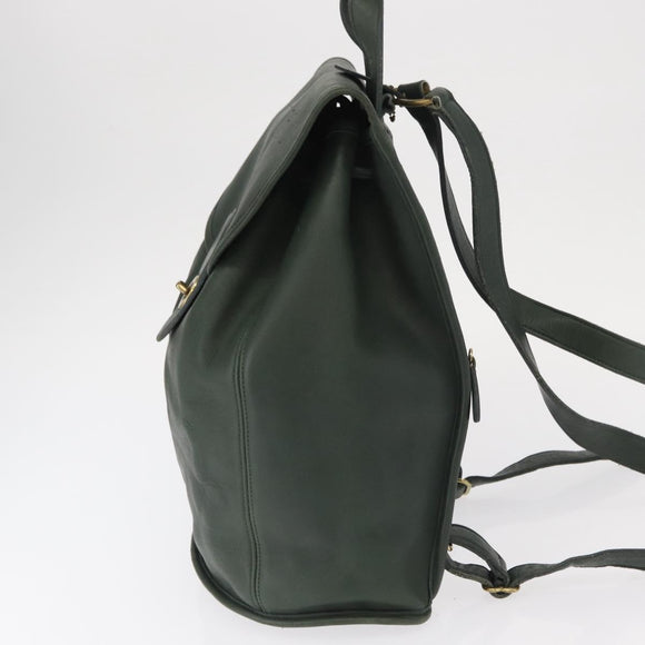 Coach Backpack Leather Green Gold Auth 160288