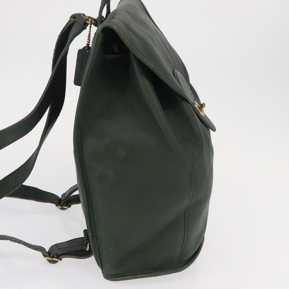 Coach Backpack Leather Green Gold Auth 160288