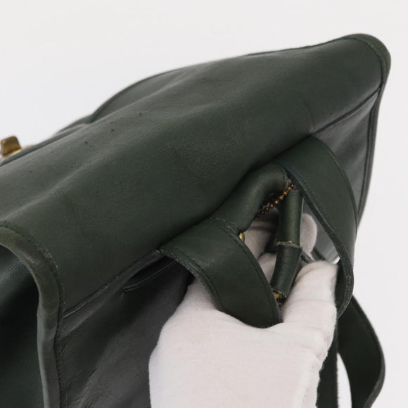 Coach Backpack Leather Green Gold Auth 160288