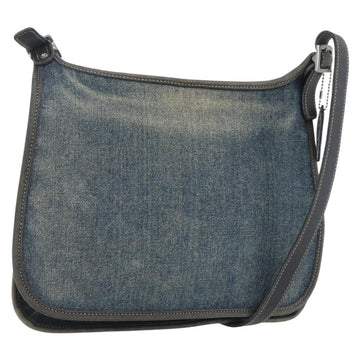 Coach Shoulder Bag Denim Blue Silver Auth 160289