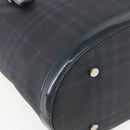 BURBERRY Nova Check Tote Bag PVC Navy Silver Auth 160290-16