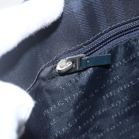 BURBERRY Nova Check Tote Bag PVC Navy Silver Auth 160290