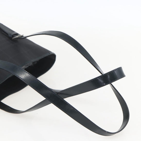 BURBERRY Nova Check Tote Bag PVC Navy Silver Auth 160290