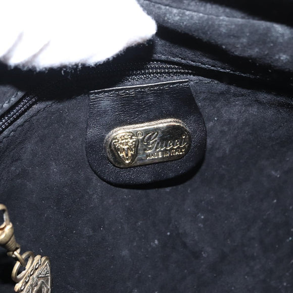 GUCCI Shoulder Bag Leather Black Gold 007 87 0012 Auth 160291