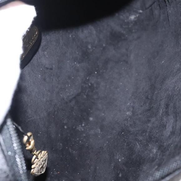 GUCCI Shoulder Bag Leather Black Gold 007 87 0012 Auth 160291