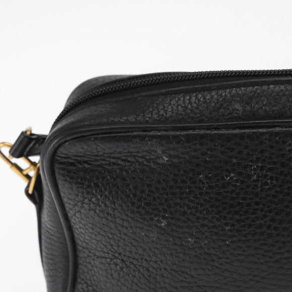 GUCCI Shoulder Bag Leather Black Gold 007 87 0012 Auth 160291