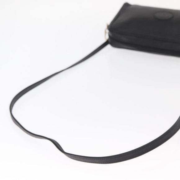 GUCCI Shoulder Bag Leather Black Gold 007 87 0012 Auth 160291