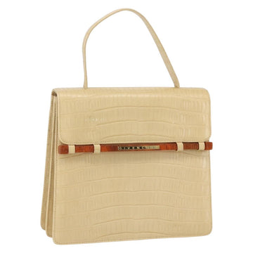 GIVENCHY Hand Bag Embossed leather Beige Gold Auth 160292