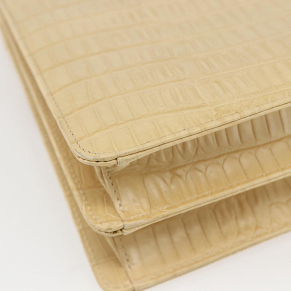 GIVENCHY Hand Bag Embossed leather Beige Gold Auth 160292