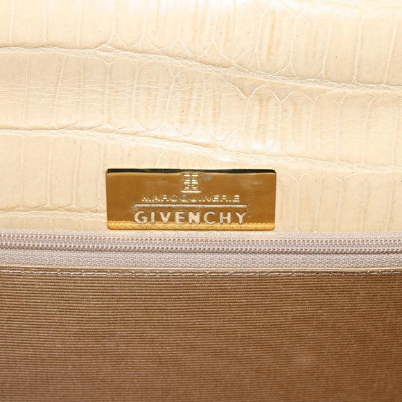 GIVENCHY Hand Bag Embossed leather Beige Gold Auth 160292