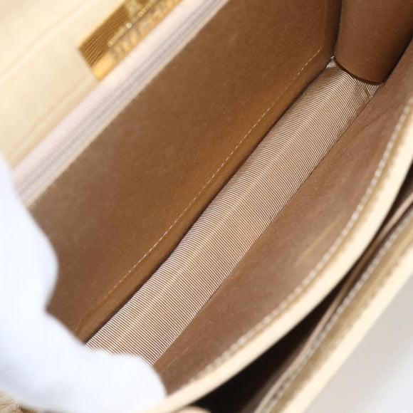 GIVENCHY Hand Bag Embossed leather Beige Gold Auth 160292