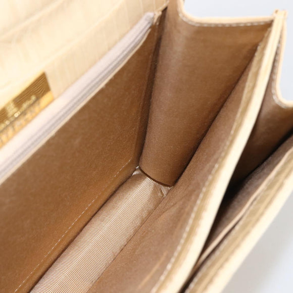 GIVENCHY Hand Bag Embossed leather Beige Gold Auth 160292