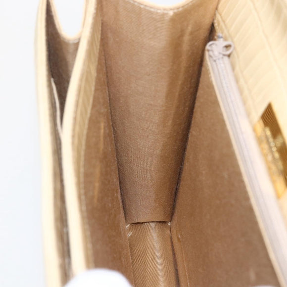 GIVENCHY Hand Bag Embossed leather Beige Gold Auth 160292