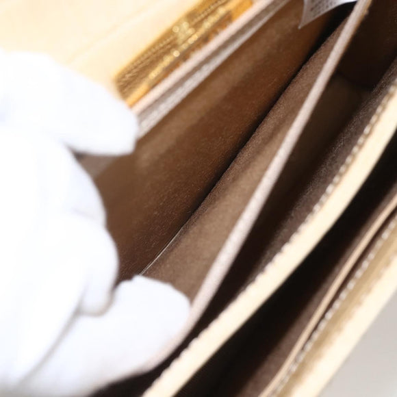 GIVENCHY Hand Bag Embossed leather Beige Gold Auth 160292