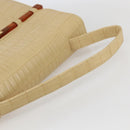 GIVENCHY Hand Bag Embossed leather Beige Gold Auth 160292-7