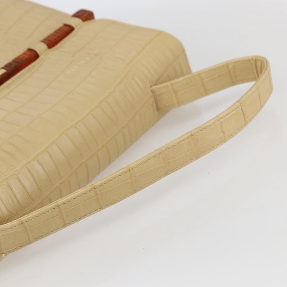 GIVENCHY Hand Bag Embossed leather Beige Gold Auth 160292