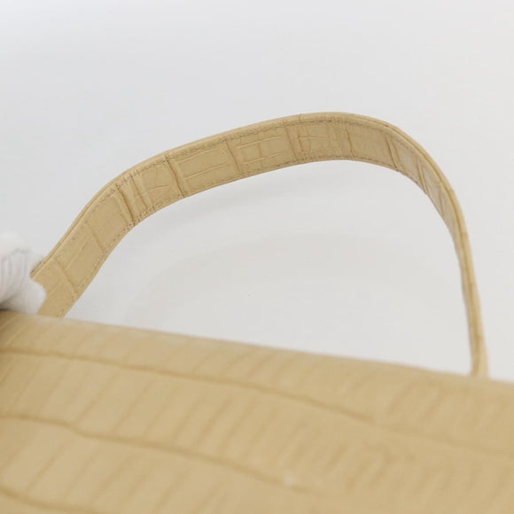 GIVENCHY Hand Bag Embossed leather Beige Gold Auth 160292