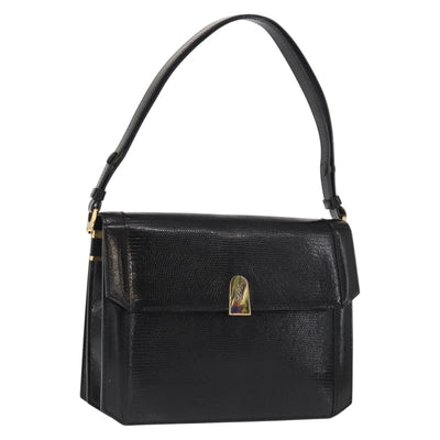 SAINT LAURENT Shoulder Bag Embossed leather Black Gold Auth 160293V