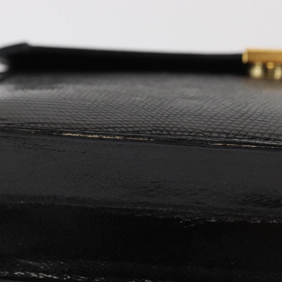 SAINT LAURENT Shoulder Bag Embossed leather Black Gold Auth 160293V